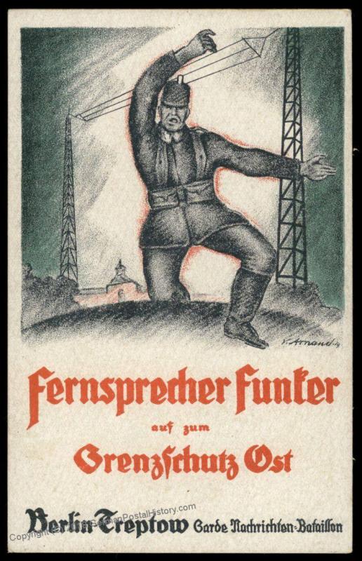 Germany 1919 Grenzschutz Ost Freikorps Berlin Radioman Recruiting Card 88360