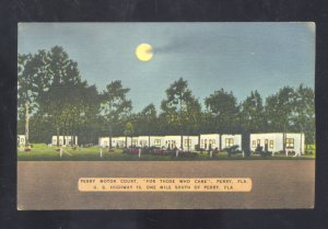 PERRY FLORIDA PERRY MOTOR COURT MOTEL VINTAGE LINEN ADVERTISING POSTCARD