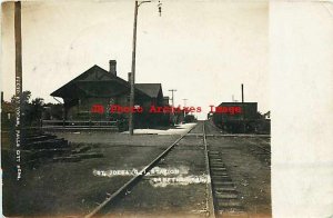 Depot, Kansas, Sabetha, RPPC, St Joseph & Grand Island Railroad Station, Yocam
