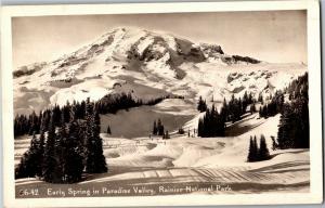 RPPC Early Spring in Paradise Valley, Rainier National Park c1940 Postcard Q14