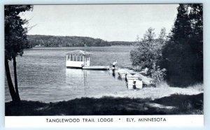 2 Postcards ELY, Minnesota MN ~ Roadside TANGLEWOOD TRAIL LODGE Cabin & Pier 