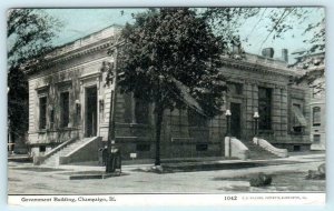 CHAMPAIGN, Illinois IL ~ GOVERNMENT BUILDING 1910 Photoette Postcard