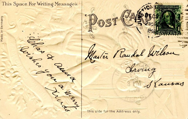 Greeting - Christmas. Santa Claus   Embossed