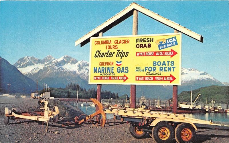 Valdez Alaska~Wyatt House~Chevron Marine Gas Sign~Anchor/Boat Trailers~1974 Pc