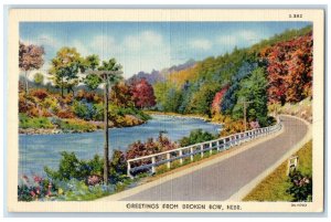 1941 Scenic View Road River Greetings From Broken Bow Nebraska Vintage Postcard