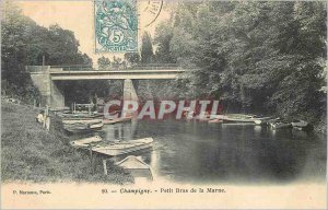 Old Postcard Champigny Petit Bras of the Marne Boat