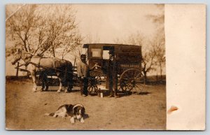 Real Photo Postcard~Ground Spices~Snake Oil Traveling Salesman Wagon~Flask~1908