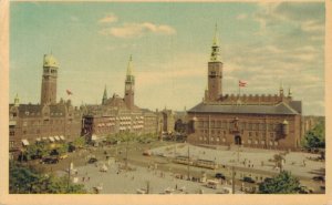 Denmark Copenhagen Town Hall Square København Vintage Postcard 07.95