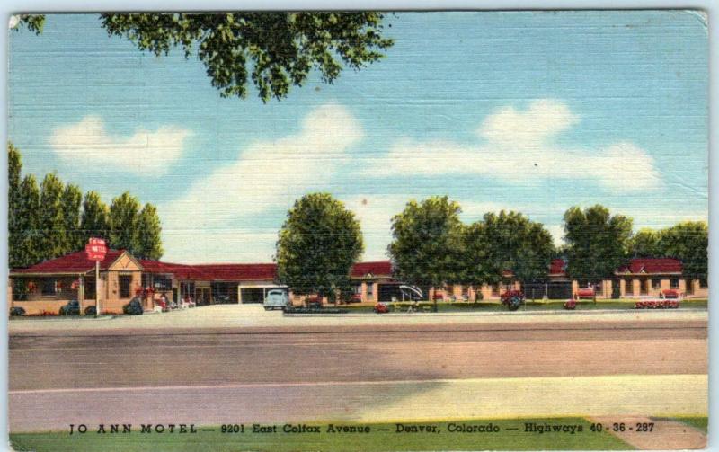 DENVER, Colorado  CO   Roadside JO ANN MOTEL  ca 1940s Linen - PM 1960  Postcard