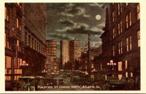 Georgia Atlanta Peachtree Street At Night Looking North Circa 1917