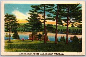 Postcard c1952 Greetings From Lakefield Ontario Scenic View Peterborough County
