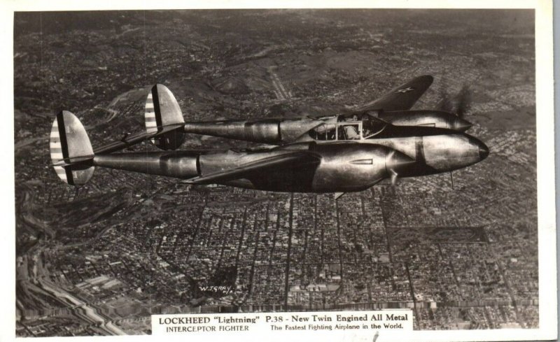 RPPC Photo Lockheed P-38 Lightning US Army Air Force WWII Aircraft Fighter