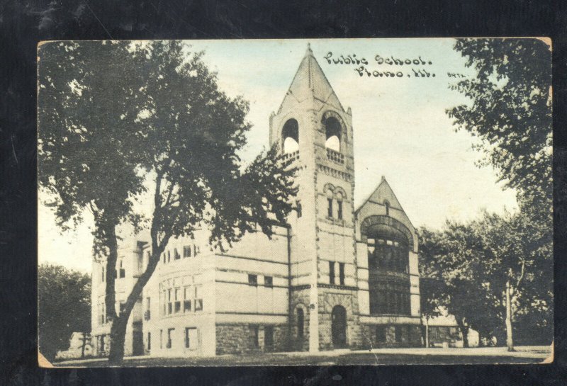 PLANO ILLINOIS PUBLIC SCHOOL BUILDING VINTAGE POSTCARD ZIMA EMMETT KANS.