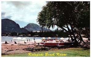 Kalapaki Beach with Boats Sunbathers Kauai Hawaii Postcard