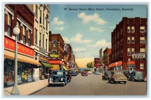 1944 W. Second Street Main Street Business District Owensboro Kentucky Postcard