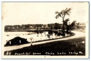 c1940's Beautiful Scene China Lake China Maine ME RPPC Photo Vintage Postcard