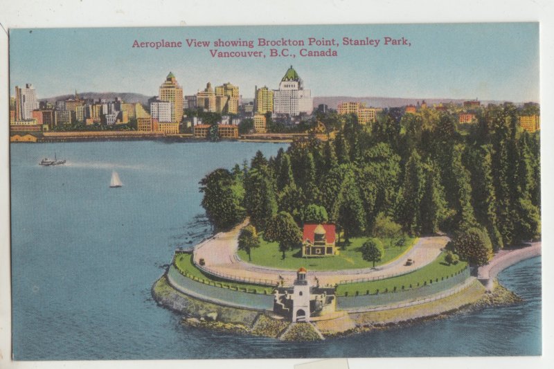 P2685 old aeroplane view postcard stanley park vancouver BC canada