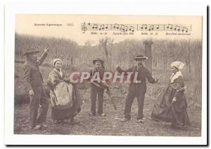 Auvergne Old Postcard The bourree (dance)