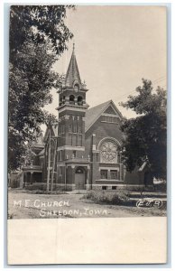 c1940's ME Church Scene Street Sheldon Iowa IA RPPC Photo Vintage Postcard