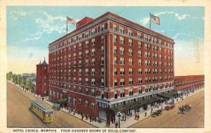 Memphis Tennessee Hotel Chisca Exterior Street View Antique Postcard K24369