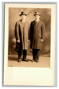 Vintage 1910's RPPC Postcard - Portrait Two Men Overcoats Chicago Illinois