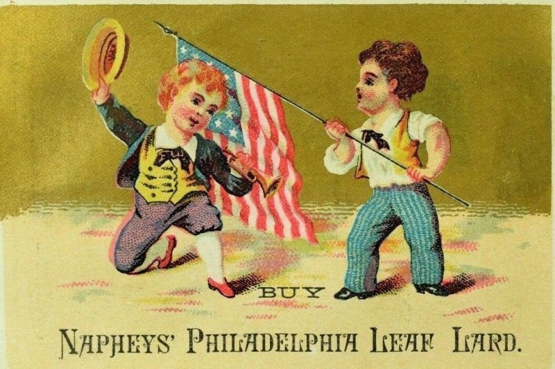 Lot of 2 Naphey's Philadelphia Leaf Lard Patriotic Flag Boys Cherub Children P97 