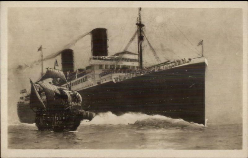 Norddeutscher Lloyd Bremen Steamship COLUMBUS Real Photo Postcard c1915