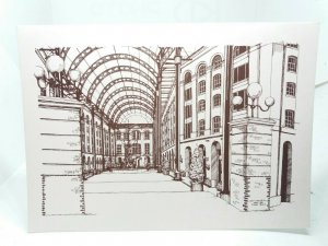 Hays Galleria London Bridge City Vintage Art Postcard by Jane Druce 1988