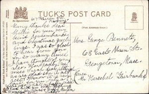 Tuck New Year Little Boy Curly Blonde Hair Puppy Dog in Arms c1910 Postcard