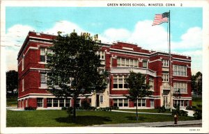 Winsted Connecticut Green Woods School 1941 Vintage Postcard