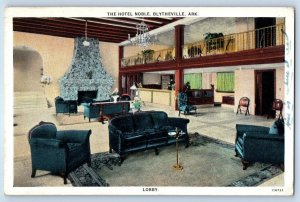 1940 Blytheville Arkansas AR Vintage Postcard The Hotel Noble Lobby Interior