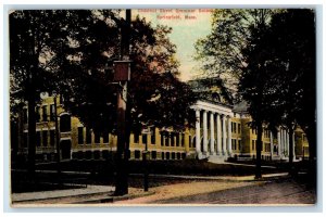 c1950 Chestnut Street Grammar School Building Side View Springfield MA Postcard