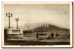 Old Postcard Nuova Italia Napoli Via Litoranea It vesuvio