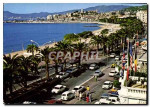 Postcard Modern Riviera Cannes Croisette at the back Suquet