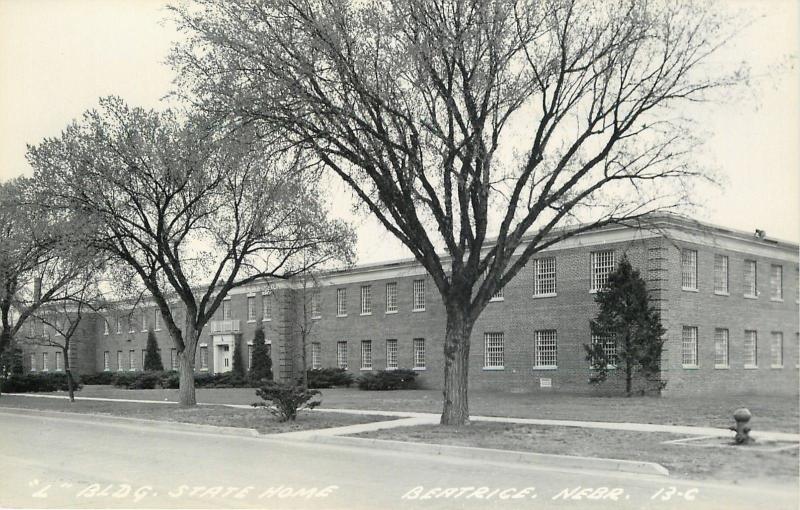 Beatrice Nebraska Building of State Home Real Photo Postcard c1950