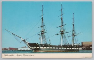 Ship~Old Ironsides In Boston Massachusetts At Harbor~Vintage Postcard 