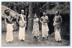 Ceylon/Sri Lanka Postcard Hindu Dancing Girl with Two Men and Flute Player c1910