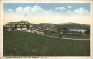 Schroon Lake NY New York Brown Swan Club c1920 Postcard