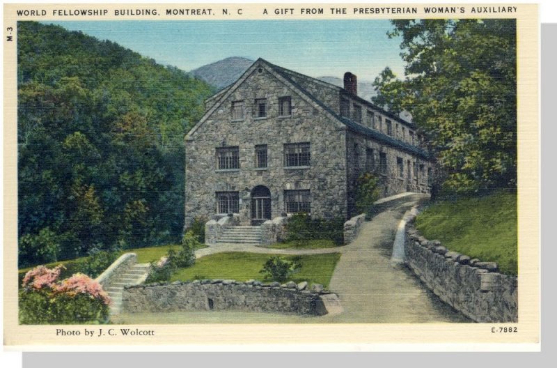 Montreat,  North Carolina/NC Postcard, World Fellowship Building Near, Mint!