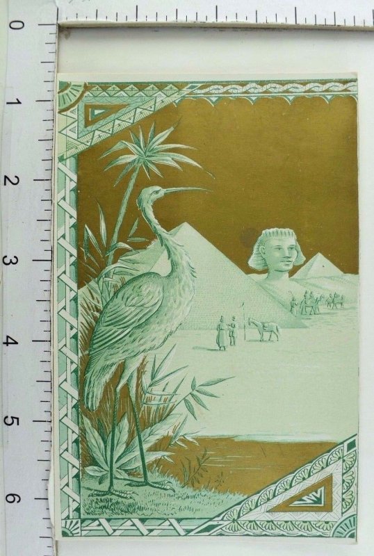 1870's-80's Victorian Trade Card Egypt Sphinx Pyramids Egret &C