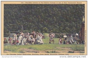 Cherokee Indians In Full Native Costume Great Smoky Mountains National Park C...