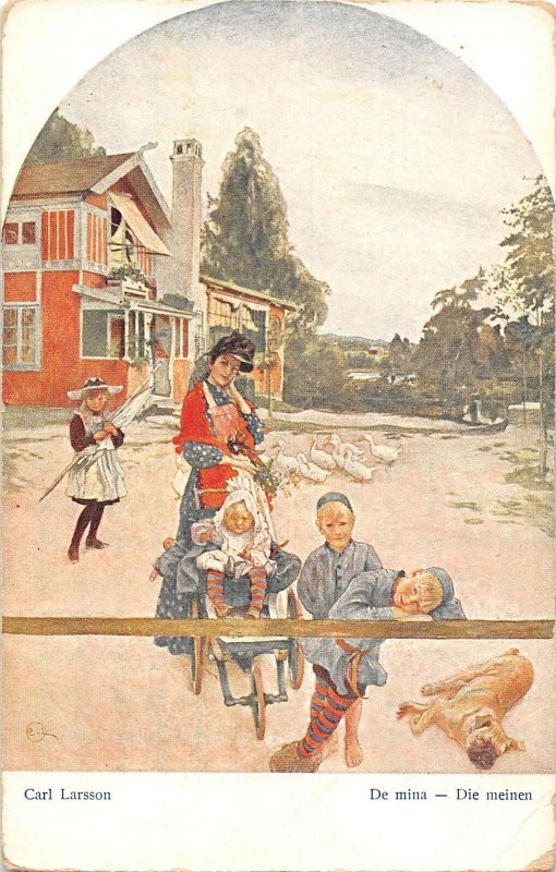 US2935 Carl Larsson, De Mina Die Meinen Painting Postcard artist signed