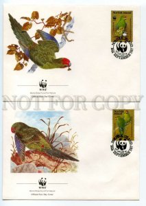 491294 Norfolk parrots 1987 year WWF set of FDC