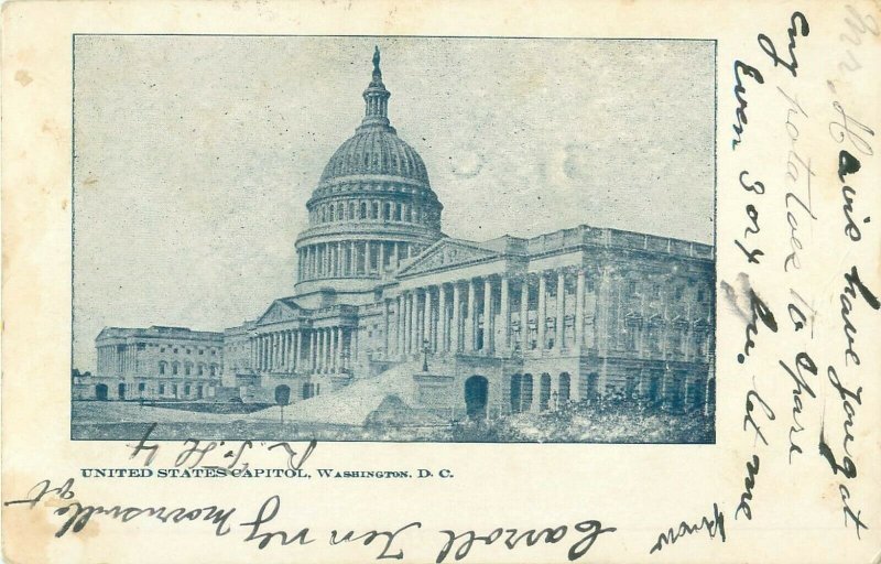 U S Capitol 1908 Postcard Black and White 
