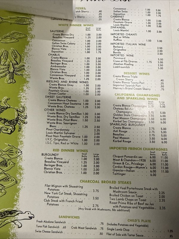 Vintage 50s EXPOSITION FISH GROTTO Menu San Francisco CA Fishermans Wharf