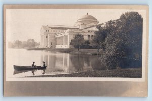 Chicago Illinois lL Postcard RPPC Photo Childs Boating Field Museum c1910's