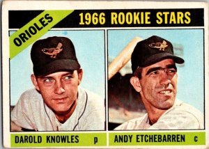 1966 Topps Baseball Card D Knowles A Etchebarren Baltimore Orioles sk1946