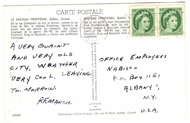 Chateau Frontenac, Quebec City, Used 1966