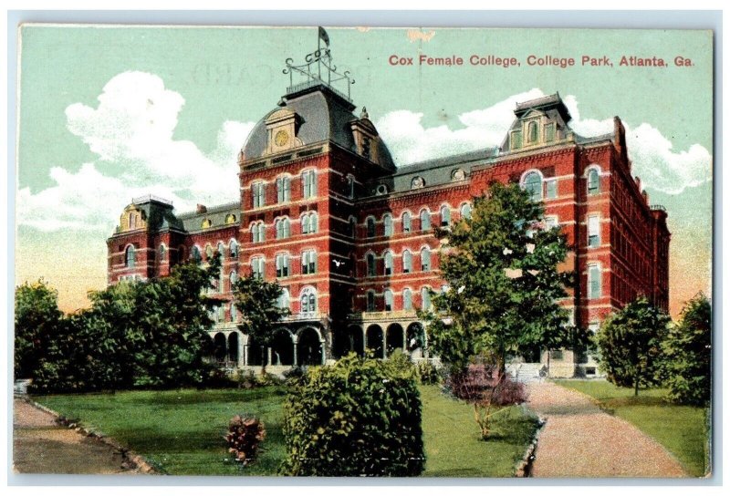 c1910 Cox Female College College Park Exterior Building Atlanta Georgia Postcard