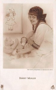 Germany Silent Film Actress Dorrit Weixler with Teddy Bear Real Photo PC AA71277